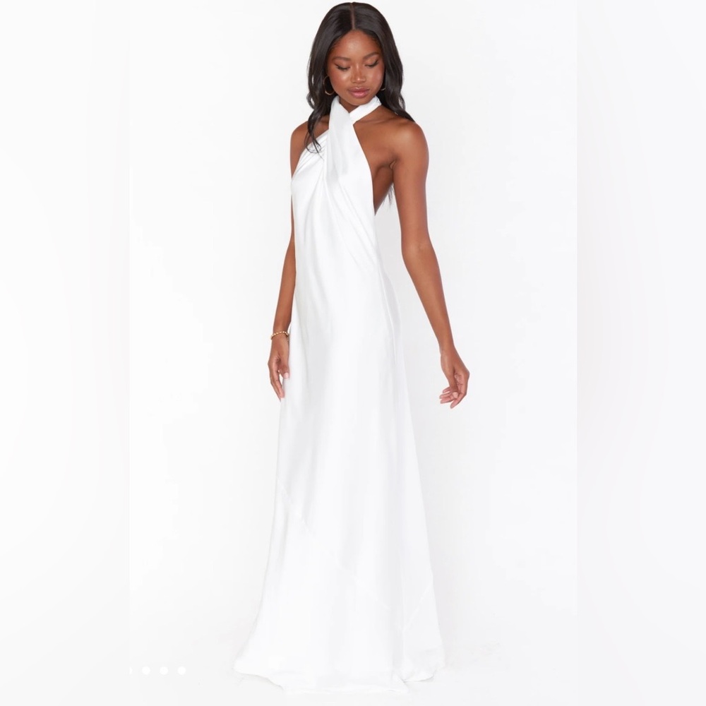 Show Me Your Mumu Jasmine Halter Maxi Dress Luxe Satin